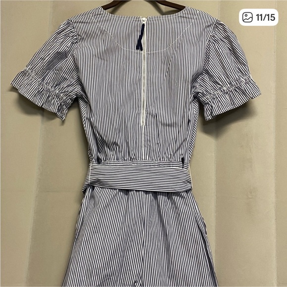 J. Crew Women’s Jumpsuit Size 4 Organic Cotton Poplin Wide Leg Striped NWT - Picture 6 of 8